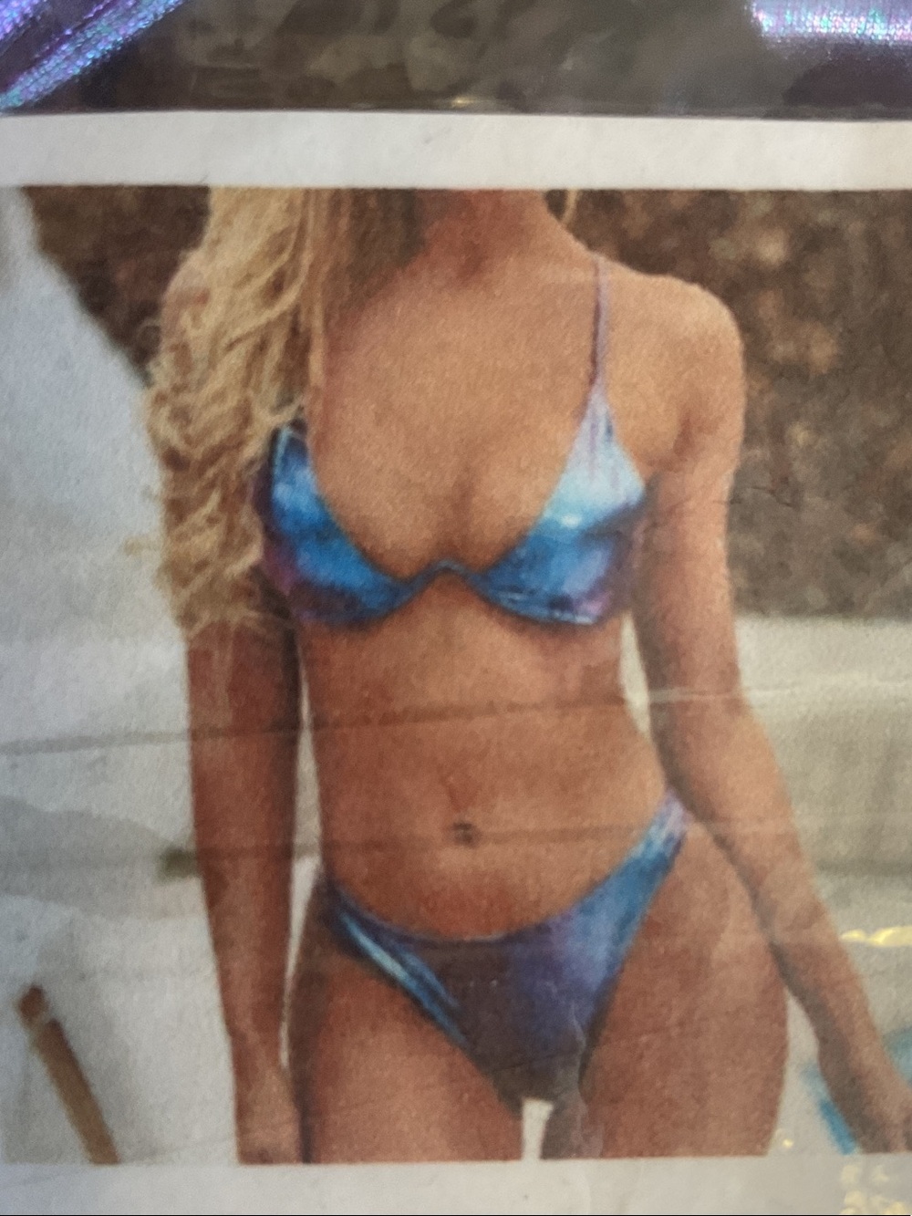 Metallic High Waist Triangle Bikini Swimsuit Set L